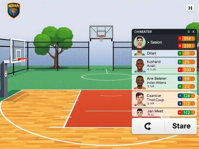 Indian Hoops Champion gameplay screenshot showing basketball court