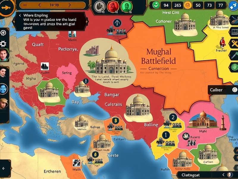 Mughal Battlefield game screenshot showing empire management