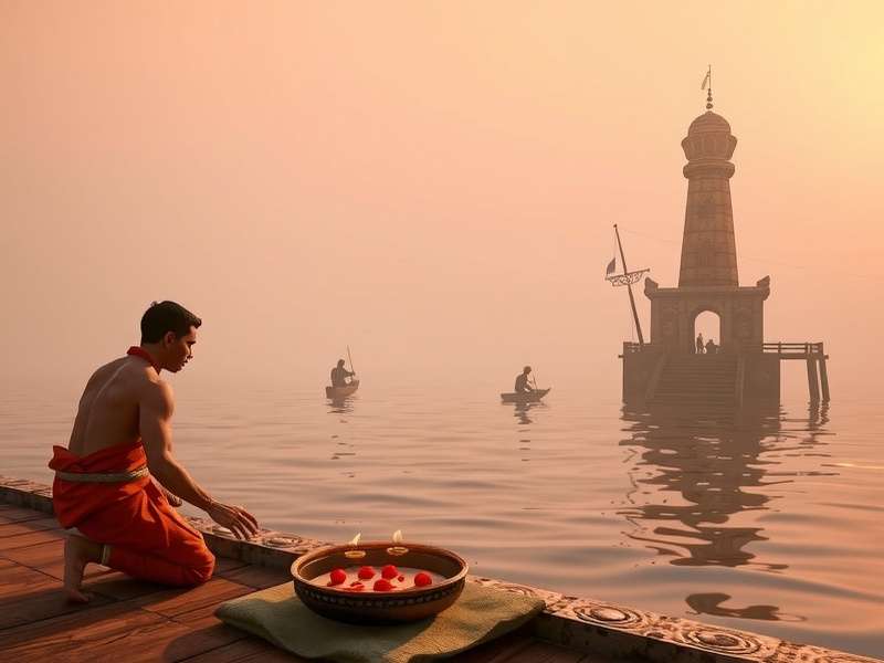 Ganges Pilgrim S Path festival celebration scene with multiple characters