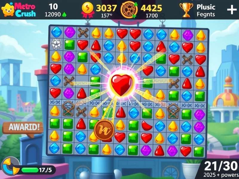 Metro Crush Blitz gameplay screenshot showing colorful puzzle elements