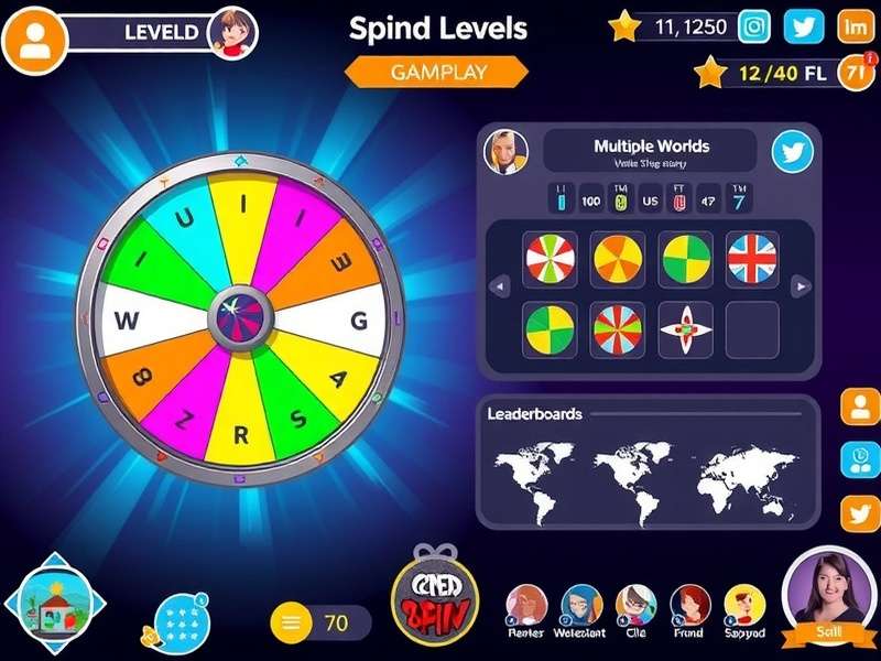 Splendid Spin Genius level progression screen showing multiple worlds and challenges