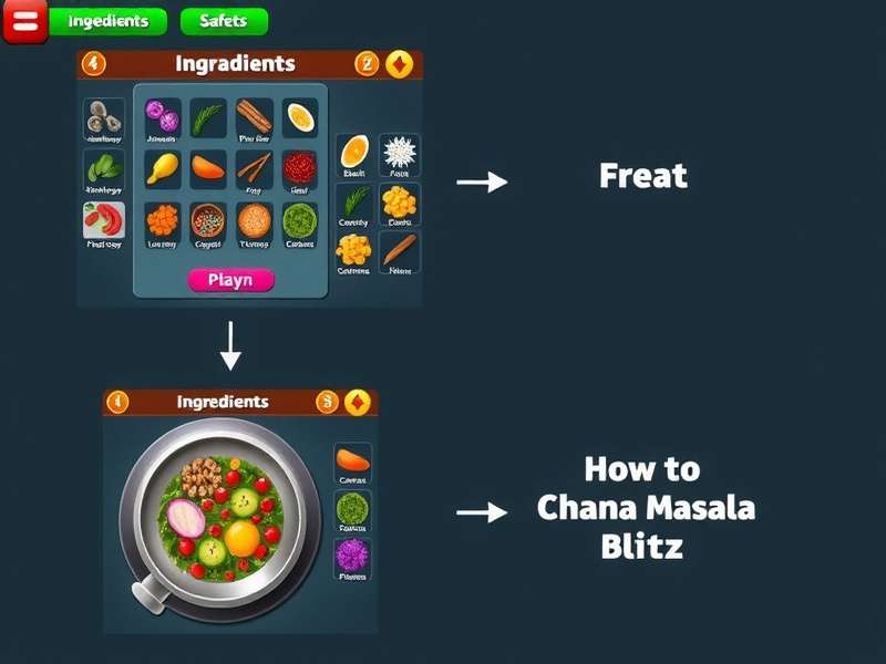 Chana Masala Blitz ingredient selection and preparation interface