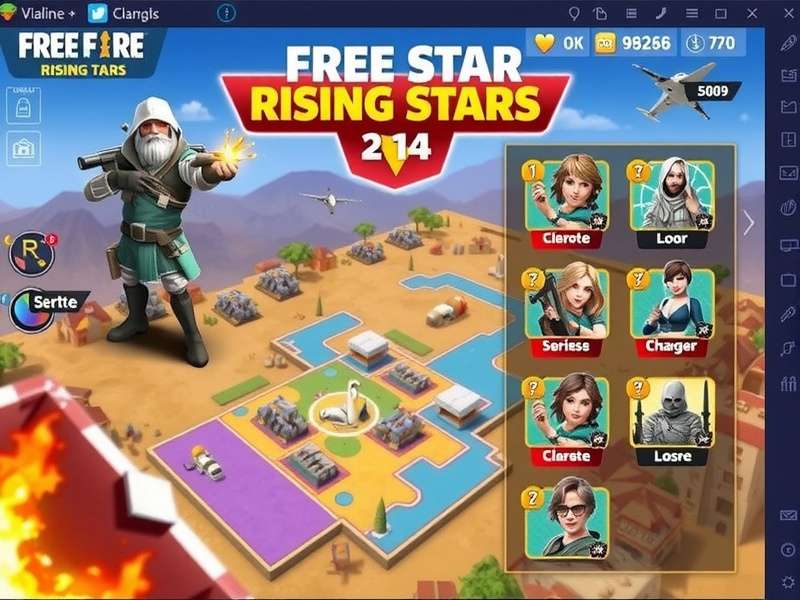 Free Fire Rising Stars character selection screen showing diverse heroes