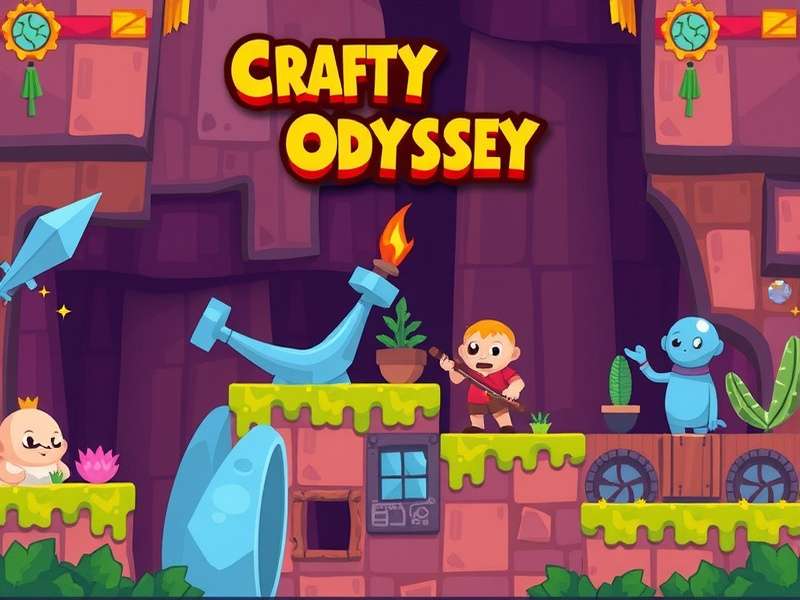 Crafty Pixel Odyssey gameplay screenshot showing character and environment