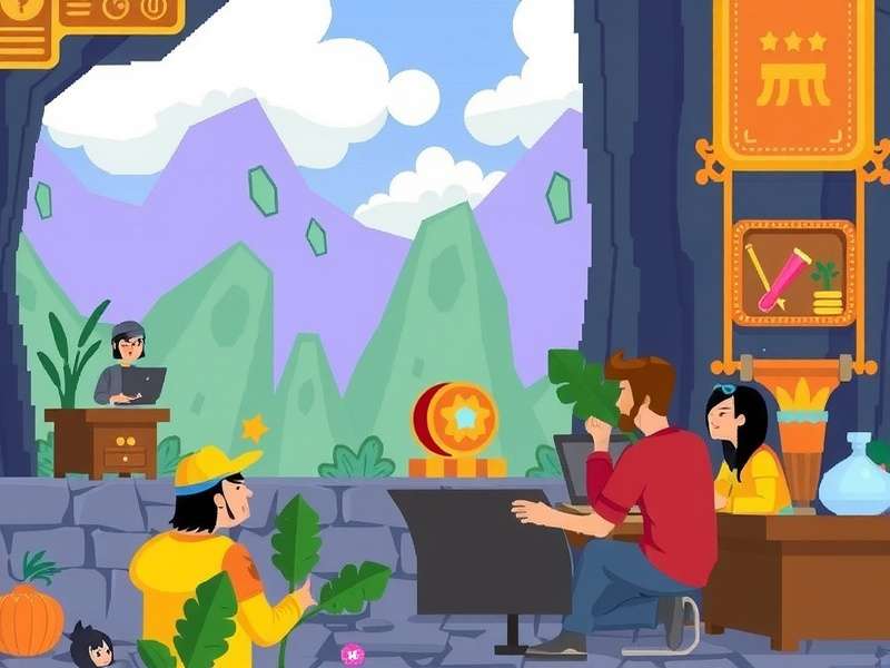 Development team working on Crafty Pixel Odyssey