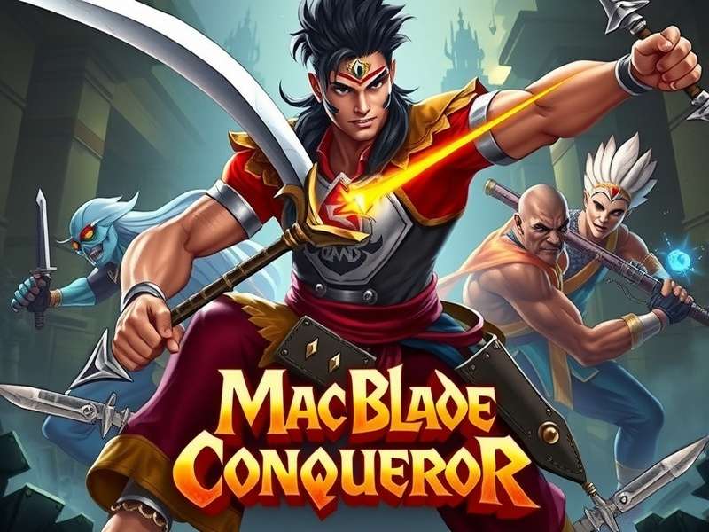 Mace Blade Conqueror game cover art showing protagonist with traditional Indian weapons