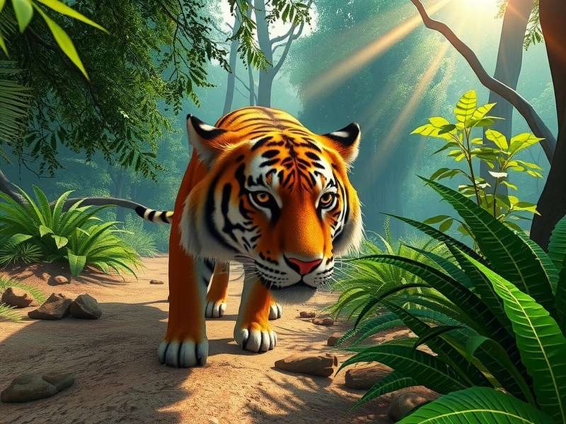 Safari Tiger Hunt VR development showing animal AI behavior patterns