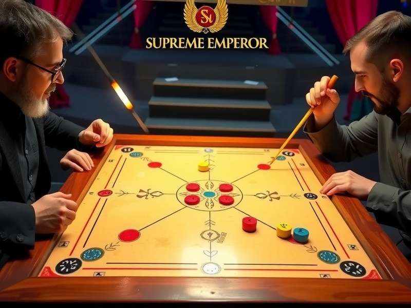 Carrom Supreme Emperor board setup with pieces and striker
