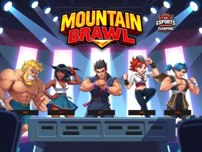 Mountain Brawl Champion character selection screen showing diverse fighters